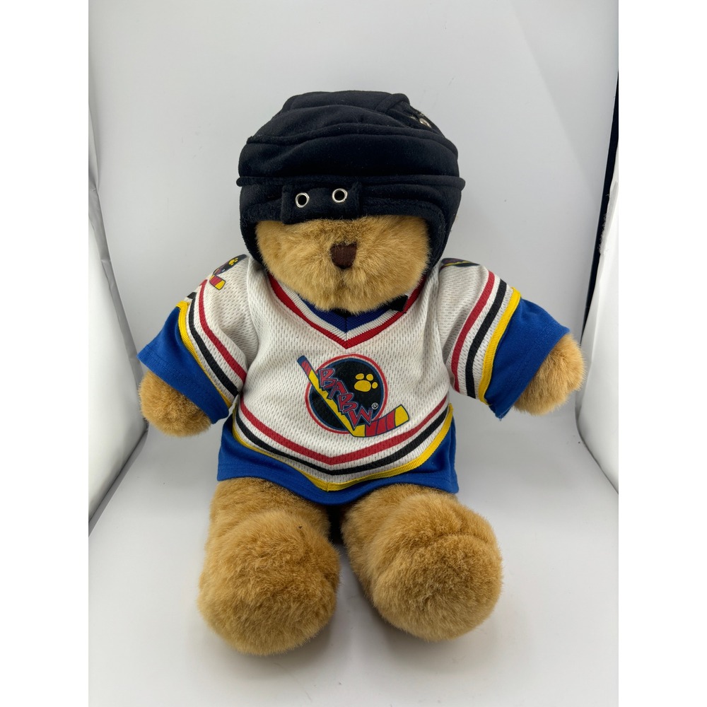 Build A Bear Workshop Hockey Plush Teddy Bear with Jersey and Helmet 15 Inch
